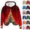 Women's Fashion Long Sleeve Christmas Print Loose Hooded Sweatshirt Top