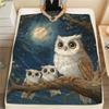 Плед из фланели с принтом «Семейство сов», Высококачественный, Удобный для всех сезонов, Декор для дома, Тепло и уют