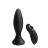 CONDOMSCO - Rechargeable Anal Plug With Remote Control Black Silicone With 10 Vibration Functions
