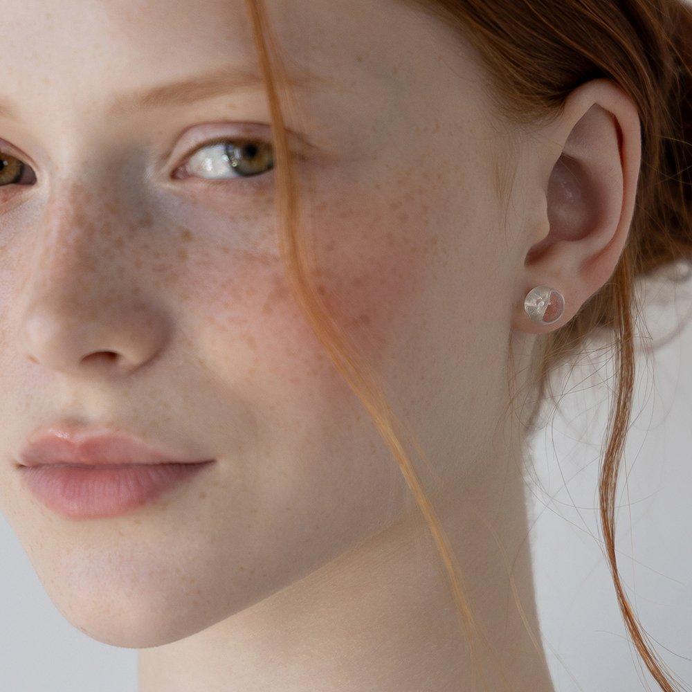 (925 Silver) Basic Clear Stud Earrings Ec3231