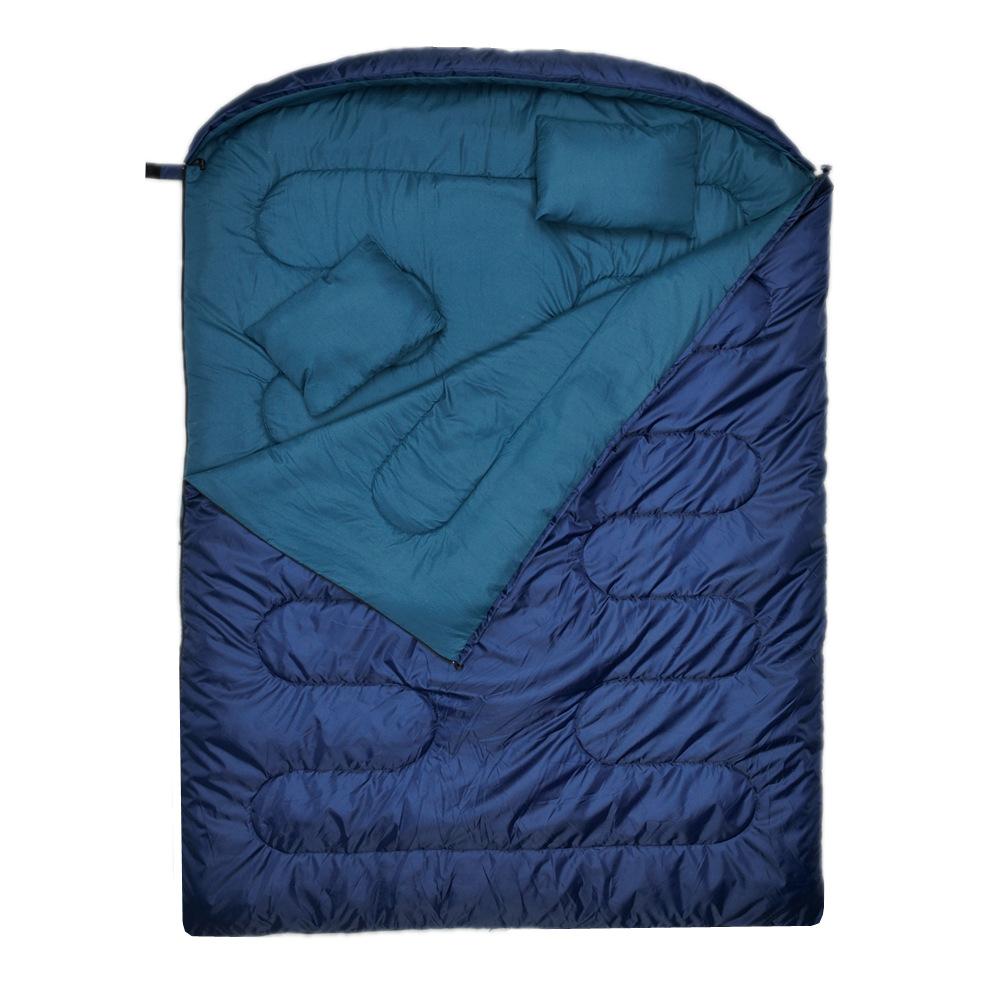 Двойной спальный мешок для взрослых с подушкой, для всесезонного кемпинга, пешего туризма, рюкзаков для 2 человек для холодной и теплой погоды