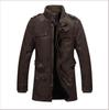 New Men's Leather Clothing Men's Mid Length Washable Leather Jacket