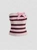 Женский топ-корсет в полоску и горошек в стиле 'Sweet Girl': Летний Бандо Топ с Бантом и Укороченным Лифом