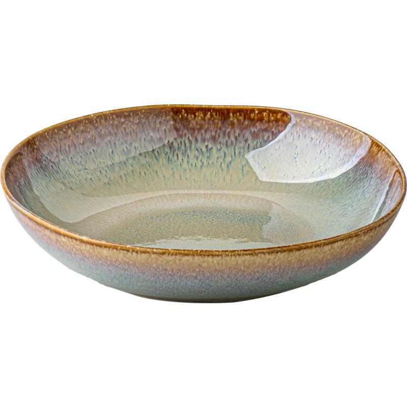 Color Flame Beautiful Plate 8-Inch Ceramic Deep Plate Special-Shaped Salad Plate Pasta Plate Hotel Tableware Exit