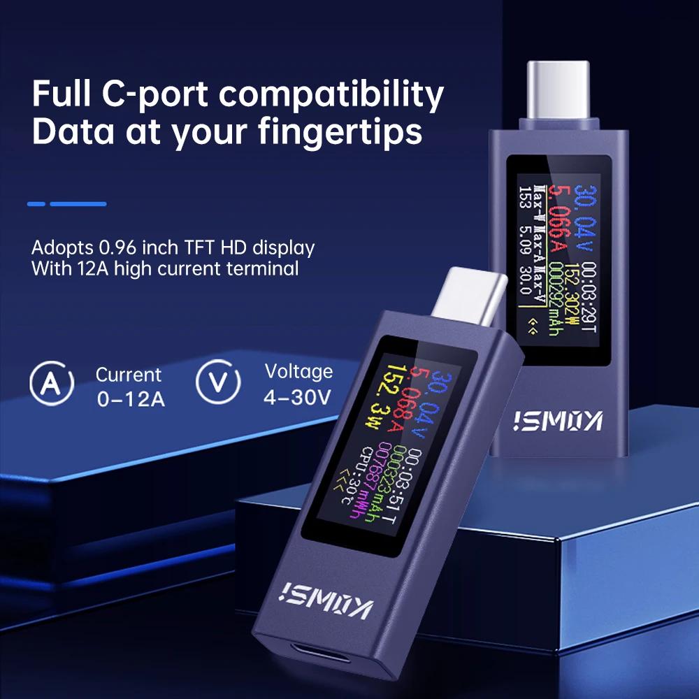 Type-C Tester Multi-functional Digital Display DC Voltage Ammeter Power Meter 1-11A 1-11A Voltmeter Ammeter Detector Power Bank