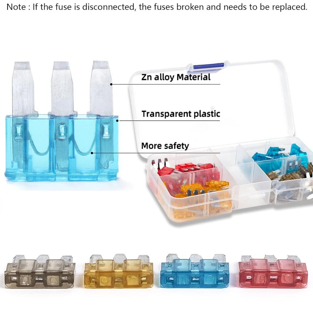 AMP Micro 3 Fuse, 3 Prong Micro Blade Fuse, Applicable to The Maintenance, Replacement of Car, Automobile Trucks, Ships, Automotive Lighting (60PCS)