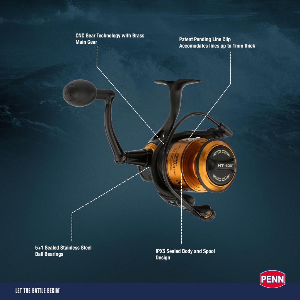 Катушка для спиннинга PENN Spinfisher VII 3500 Saltwater с правым левым расположением рукоятки, уплотнением IPX5, передним фрикционом HT-100, сверхточной шпулей с ЧПУ и прецизионной технологией передач