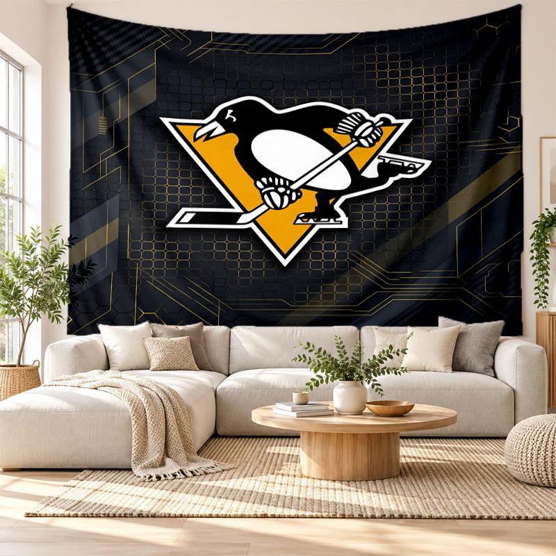 Pittsburgh Penguins Wall Tapestry, Soft Fabric Wall Hanging, Decorative Backdrop For Bedroom Home Wall Art