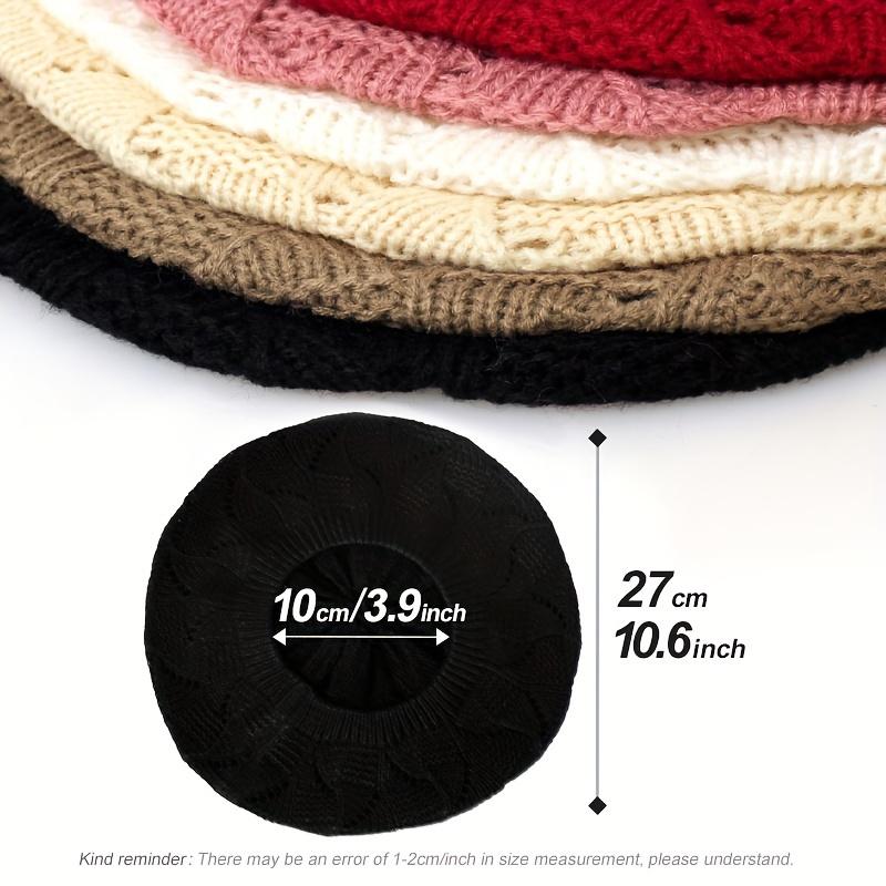 [Элегантная вязаная шапка ручной стирки] Шикарный вязаный берет для женщин на все сезоны - Легкий, дышащий, 100% полиэстер, только ручная стирка