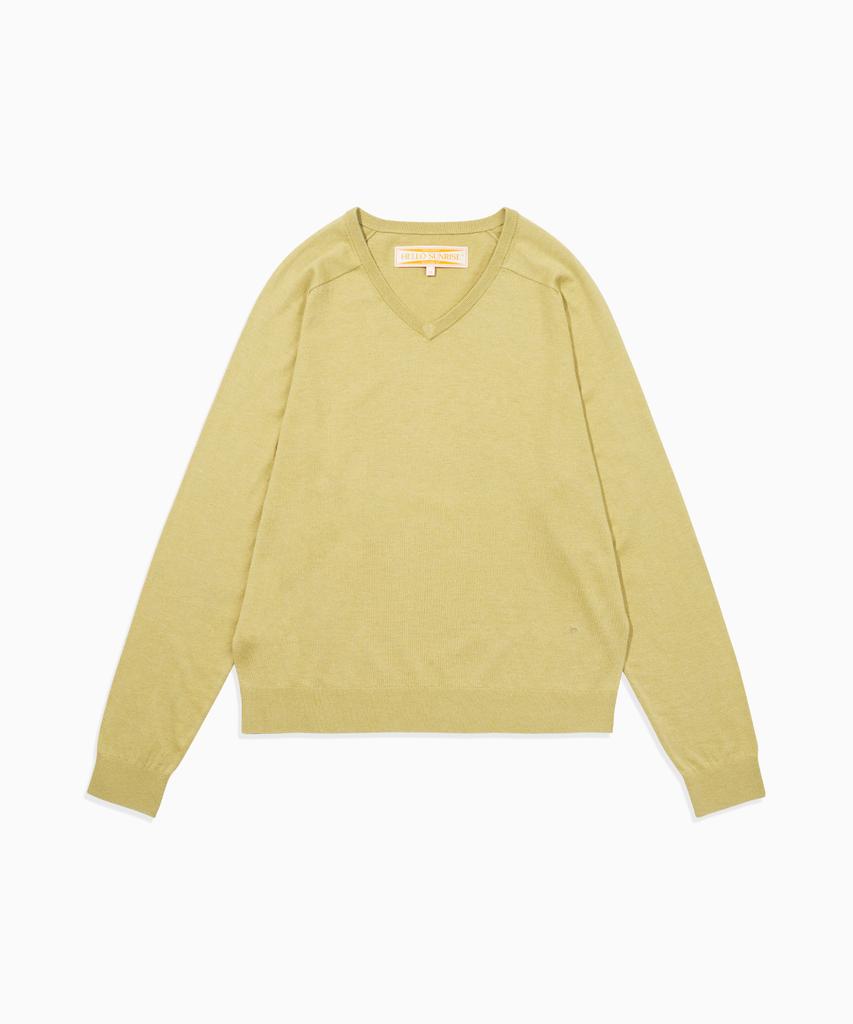 HELLO SUNRISE Hs V-Neck L/S Knit_Beige Olive