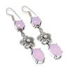 Natural Pink Chalcedony Gemstone 925 Sterling Silver Jewelry Earring 2.68" F5p67