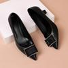 Summer new thick heel women's shoes versatile black pointed comfortable soft leather professional single shoes women's high heel Doudou shoes