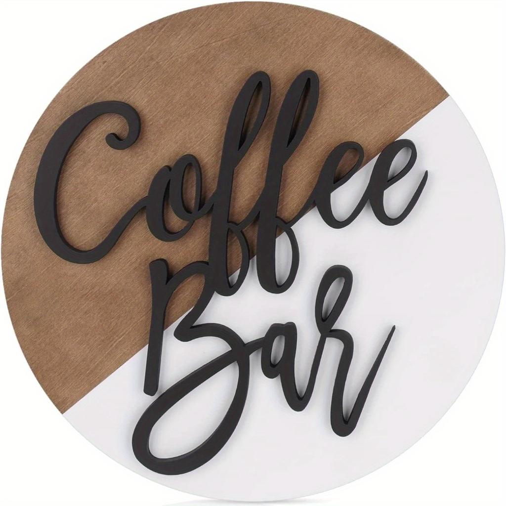 1pc 2d Flat Wood Coffee Signs Decor for Coffee Bar Wood Farmhouse Wall Sign - 20cm Decor for Kitchen Home Office Cafe Coffee Station Housewarming Gift
