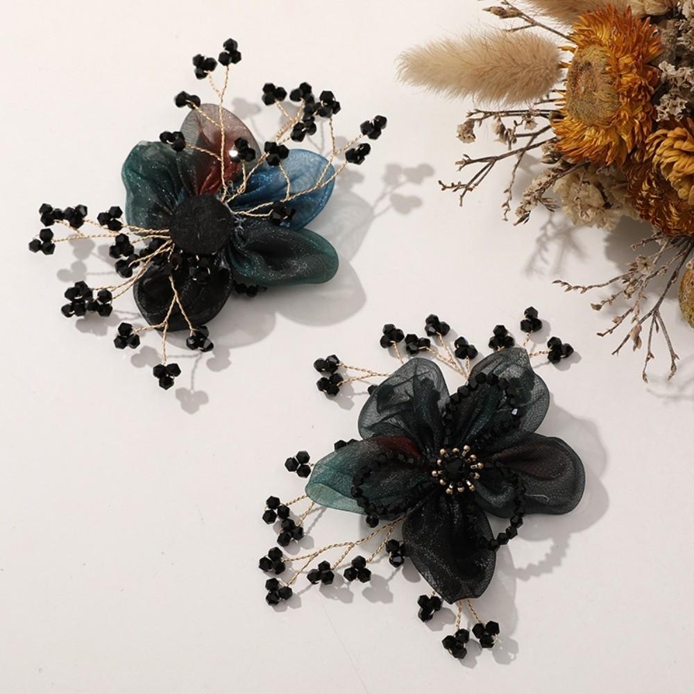 Vintage Ancient Organza Flower Applique Sheer Organza Brooch Embellishment Hairpin Making