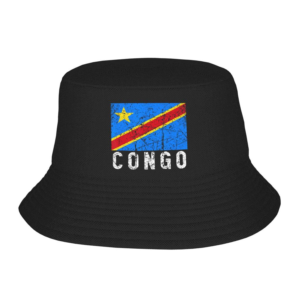 Republic Of Congo Congolese Flag Bucket Hats Gift For Kid Lovely Vocation Caps For Travel UV Protection