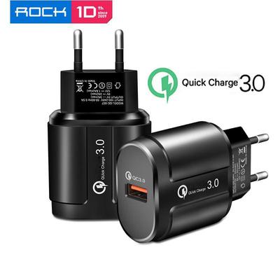 ROCK Быстрая зарядка 3.0 3A USB зарядное устройство ЕС США Настенное зарядное устройство для мобильного телефона для iPhone X MAX 7 8 11 Pro QC3.0 Быстрая зарядка для Samsung S20 Xiaomi