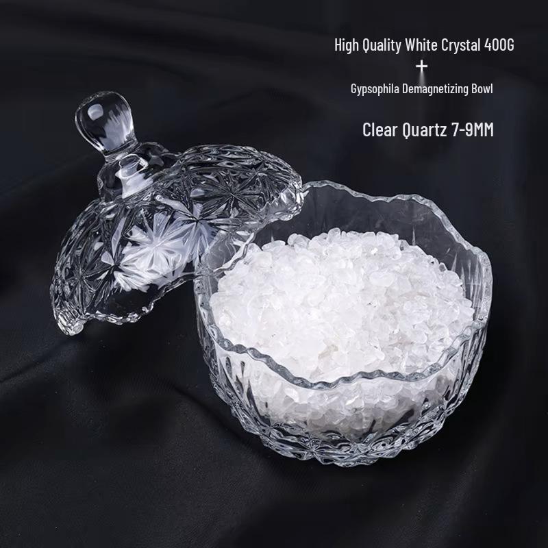 White Crystal Purification Bowl: Demagnetization Stone, Amulet Salt Container, Gem Glass.