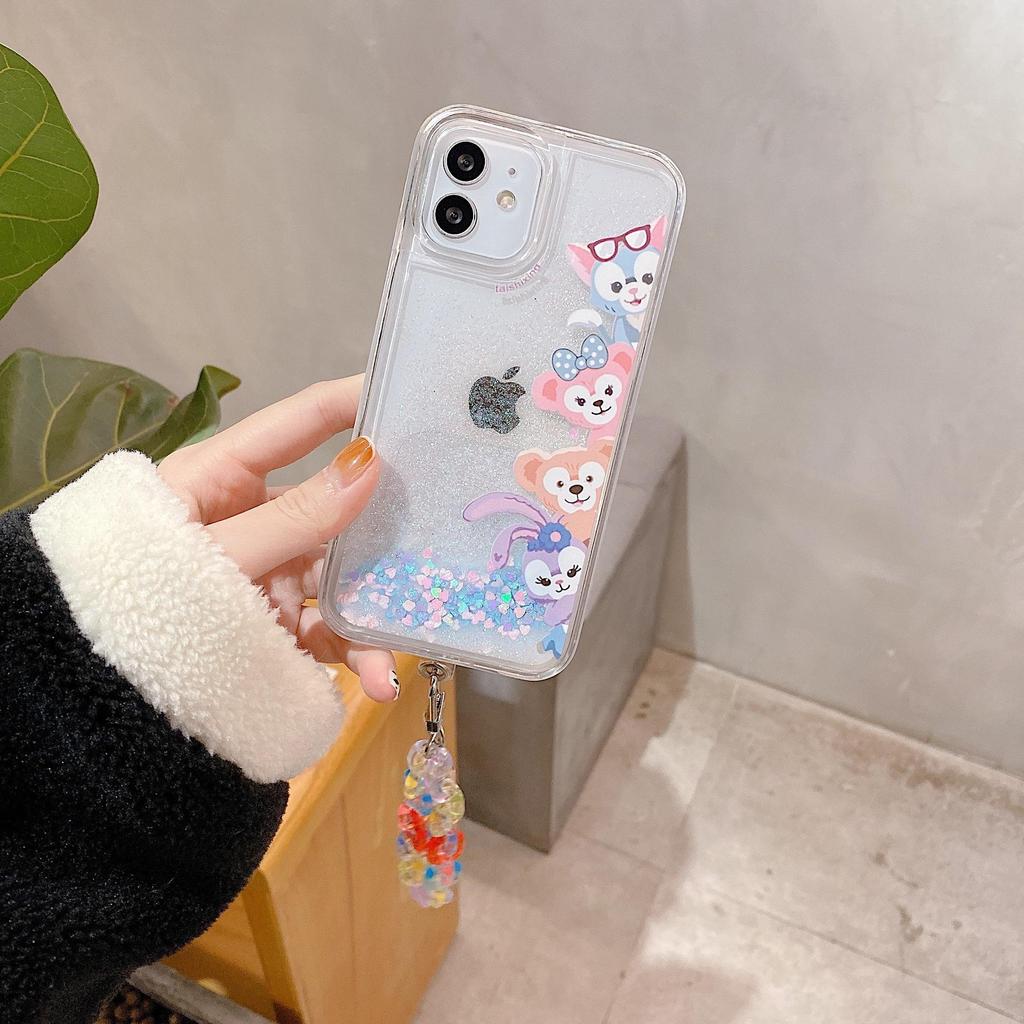 Чехол для iPhone с блестками Quicksand Ballet Rabbit для Apple 11, 12, 13 Pro Max, X со шнурком