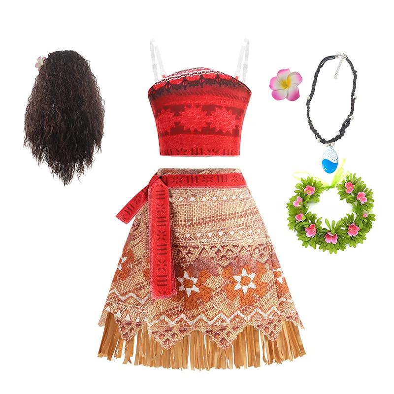 2 4 6 8 Yrs Kids Vaiana Clothing Set Role Playing Moana Disguise Princess Dress Up Pageant Apparel Beach Hawaii Frock