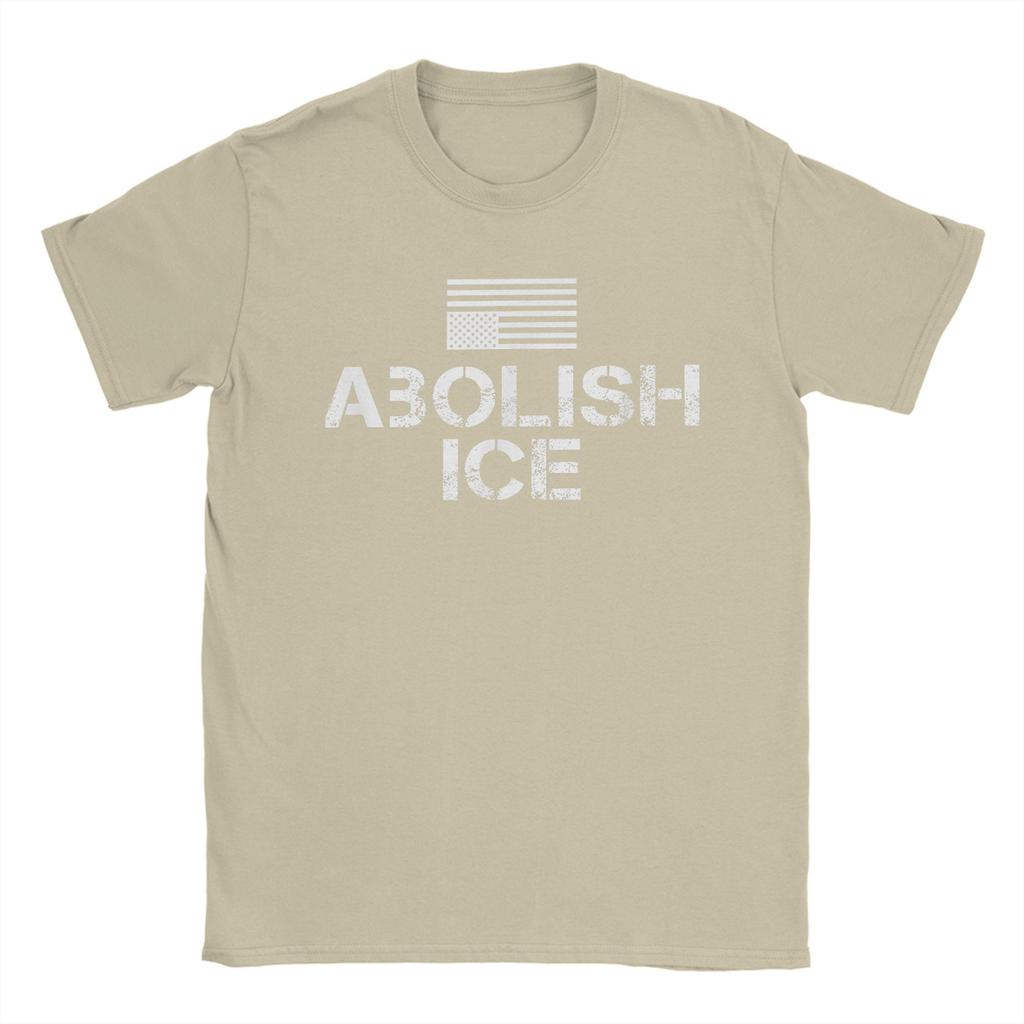 Abolish ICE America in Distress Inverted American Flag T Shirts Men Cotton Vintage TShirt Crewneck Tees Short Sleeve Clothing