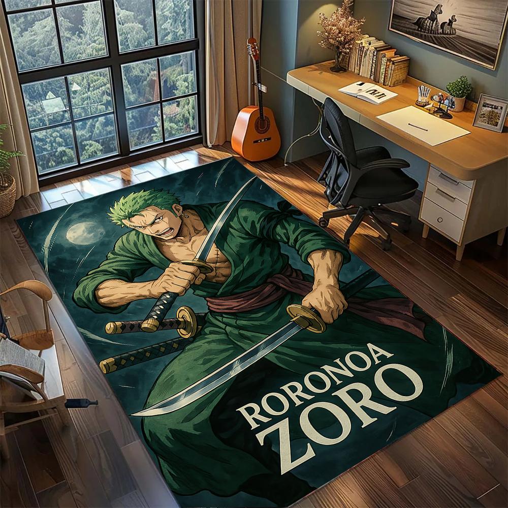Roronoa Zoro Three Sword Style Santoryu Rug Carpet Large Area Rug Non Slip Washable Floor Mat Gamer Room Bedroom Home Decor