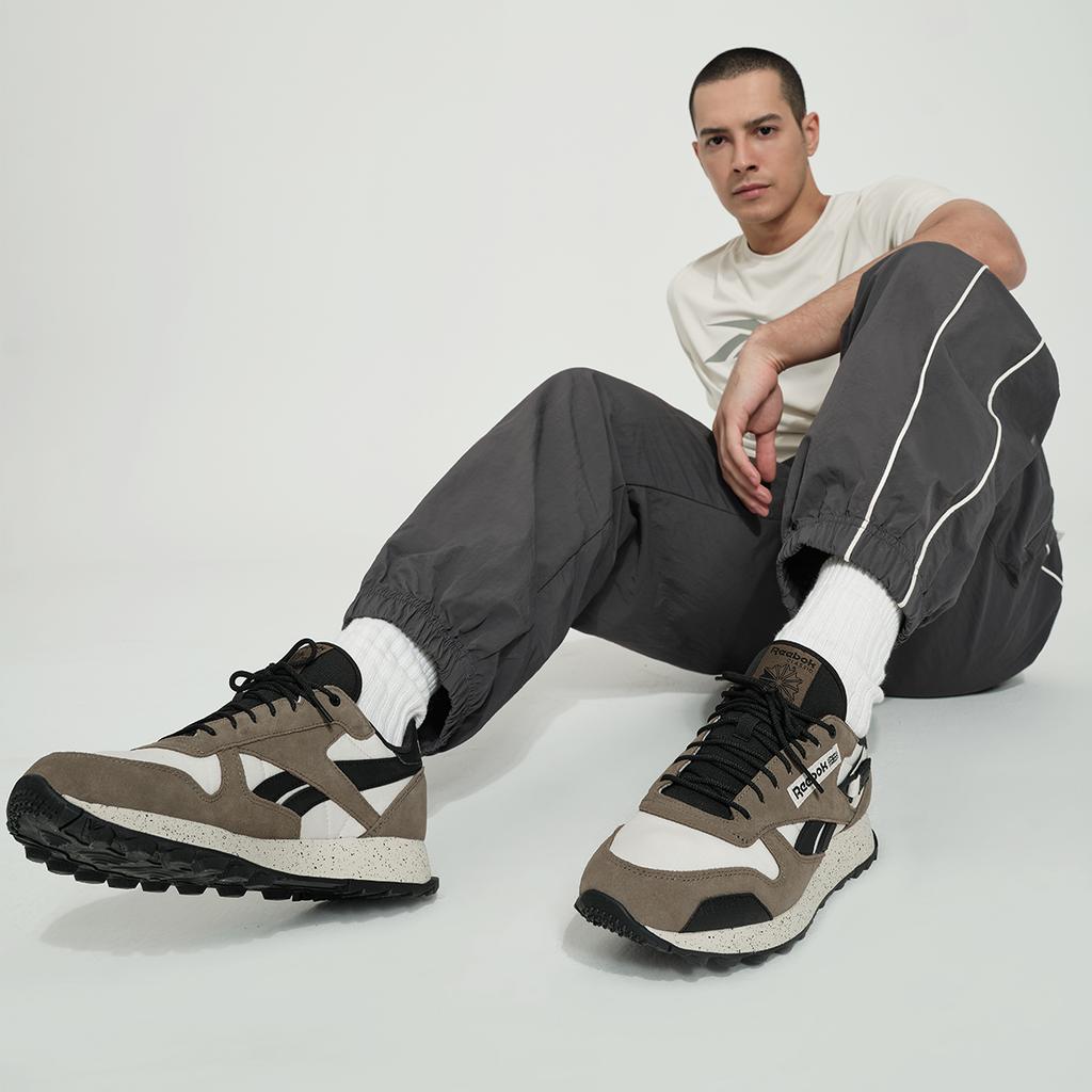 Reebok Классические кожаные утепленные кроссовки унисекс Army Green Core-Black Bone 100074285