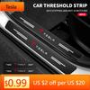Car Sticker Tesla 4Pcs/set Carbon Fiber Car Door Sill Threshold Protector Logo Stickers For Tesla Model 3 Model Model X Y Roadst