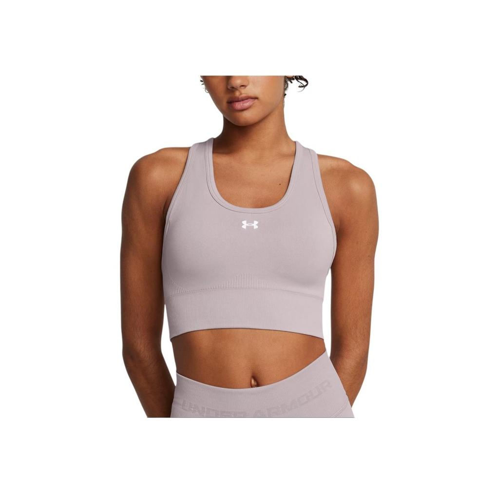 Under Armour Rival Mid Fashion Soft Skin-Fit Pullover Sports Bra Женское нижнее белье Серый Фиолетовый 1384419-015
