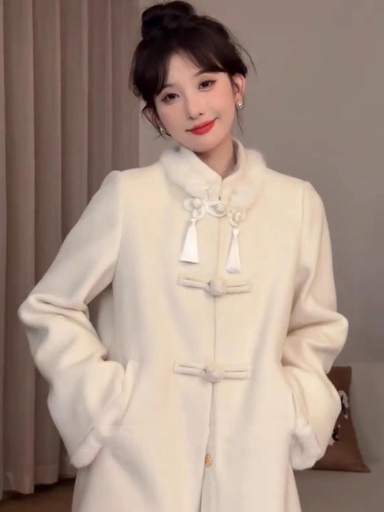 Новое китайское национальное шерстяное пальто женская зимняя одежда короткое длинное шерстяное пальто High Sense модный дизайн повседневная одежда