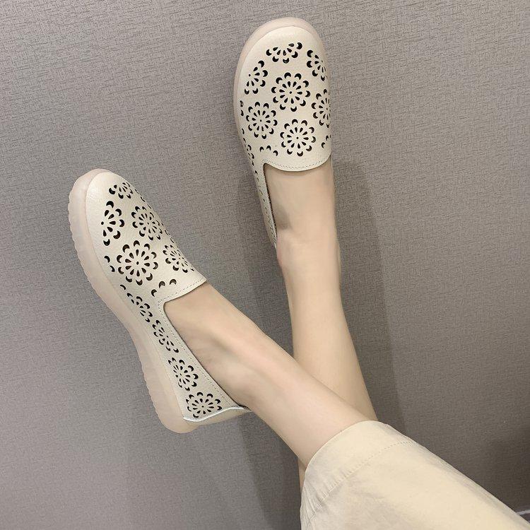 Модные весенние женские туфли на плоской подошве, женская обувь из натуральной кожи, женские мокасины с вырезами, балетки без застежек, балетки на плоской подошве