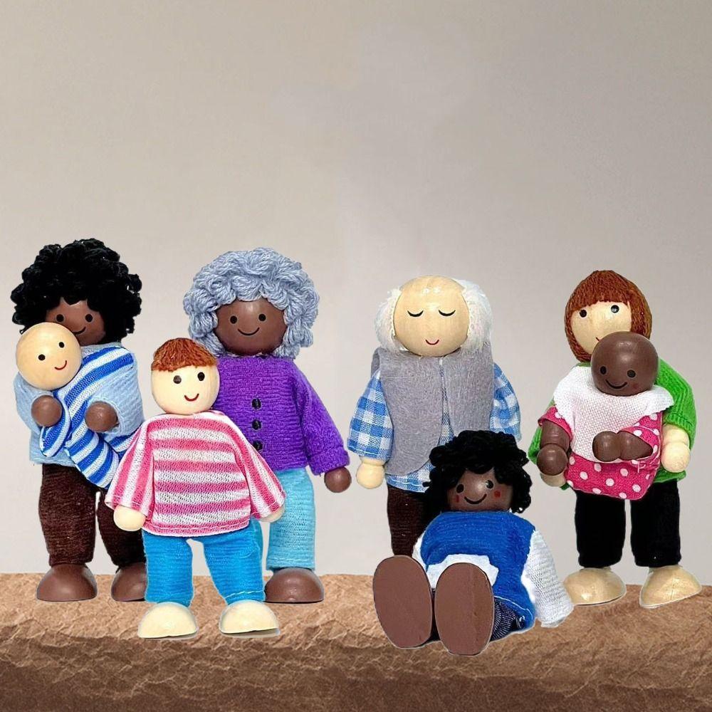 8 шт./комплект Имитация Мини Деревянные Фигурки Семьи Куклы Детские Маппеты Игрушки для Ролевых Игр Мальчики Девочки Подарки