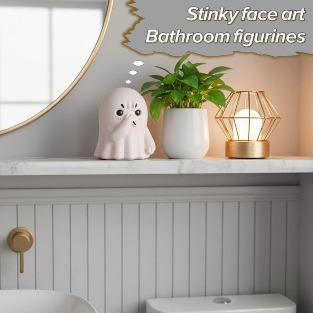 Resin Ornaments Halloween Nose-Pinching Ghost Desktop Decor Ghost Statue for Bathroom or Shelf