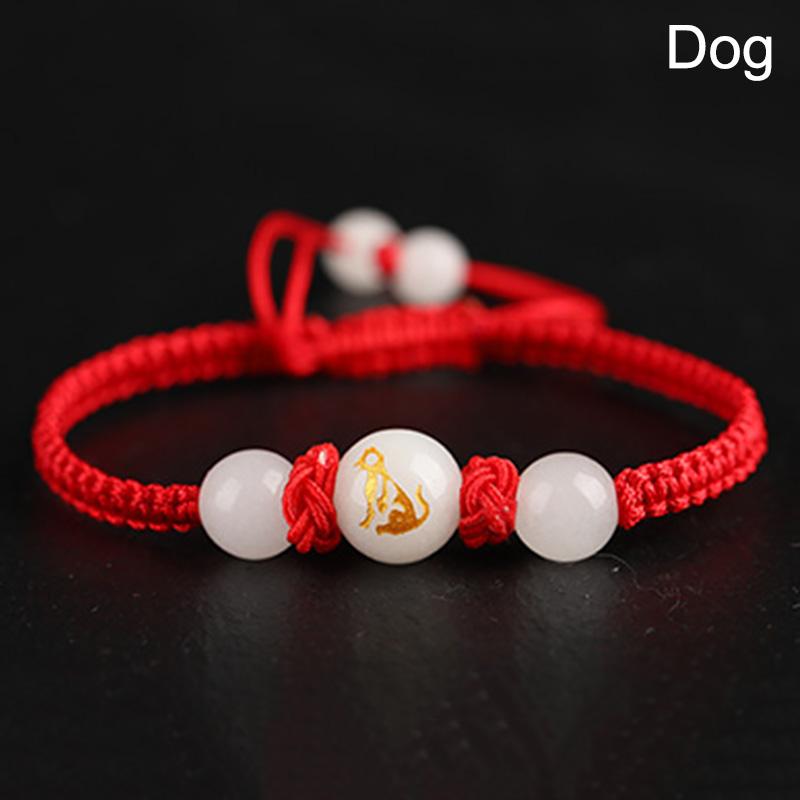 1PC Wristband Red Rope Zodiac Signs Luminous Stone Braided Bracelets Handmade Lucky Unisex