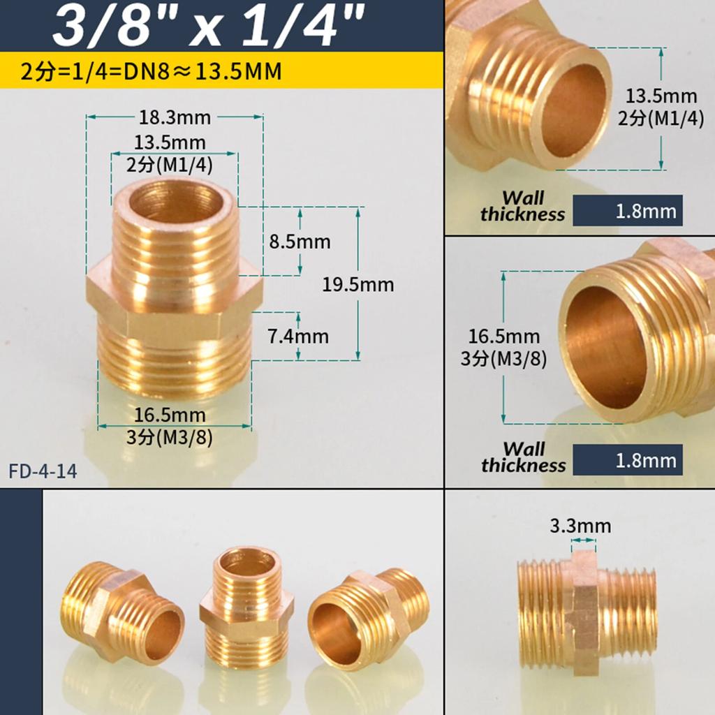 1/8" 1/4" 3/8" 1/2" 3/4" 1" BSP Латунные шестигранные ниппели с наружной резьбой (равные, переходные, прямые) для воды, масла, газа