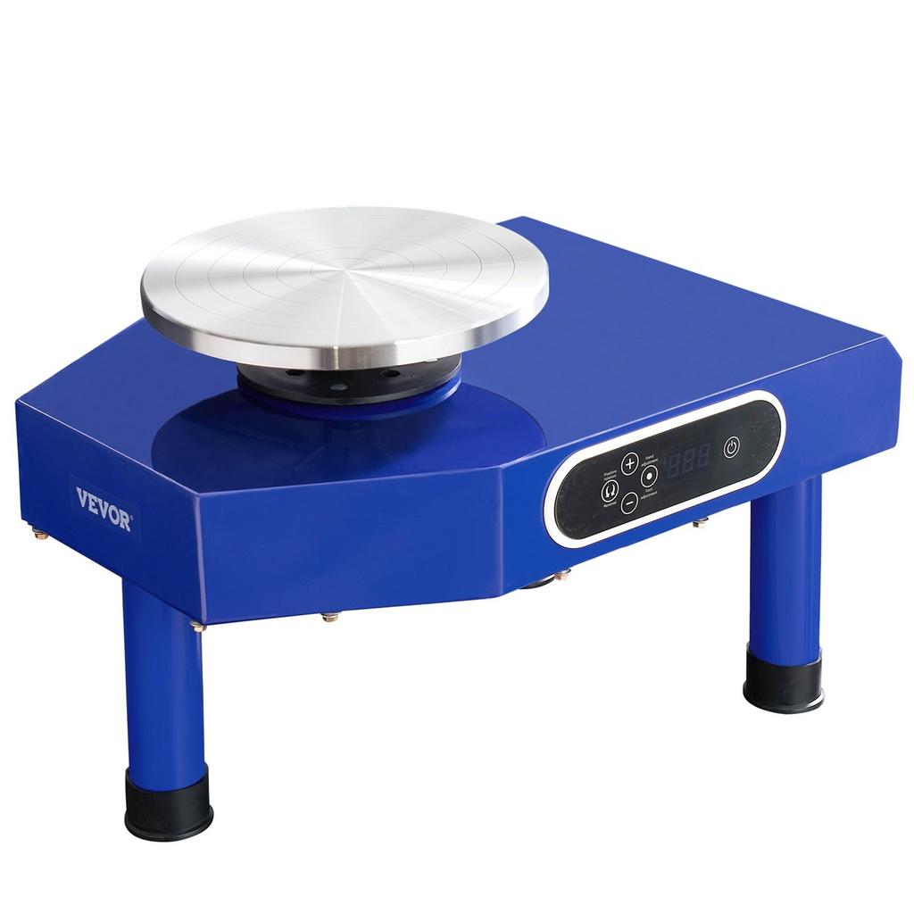 Pottery Wheel, 10 in Ceramic Wheel Forming Machine, 60-300 RPM Adjustable Speed with Foot Pedal, ABS Detachable Basin, Manual LCD Panel, Sculpting
