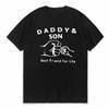 Father and Son Best Team T Shirt Daddy Child Fist Bump Fathers Day Shirt Funny Round Neck Short Sleeve Tshirt loose tops tee