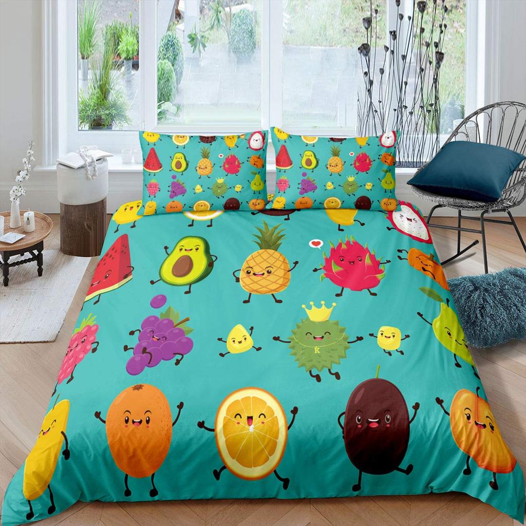 Purple Grape Comforter Cover Summer Fruit Duvet Cover Grapevine Leaves Plant Bedding Set Natural Garden Themed Quilt Cover