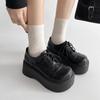 Готические туфли на платформе с танкеткой, женские туфли-лодочки, женские мокасины на шнуровке, панк-нарядные, офисные, черные, новые весенние женские туфли