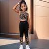 Girls' Casual Sports Suit Summer Children's Printed Sports Vest and Pants 2 Sets