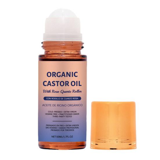 1/2 шт. 50 мл органическое касторовое масло с роликом из розового кварца для путешествий