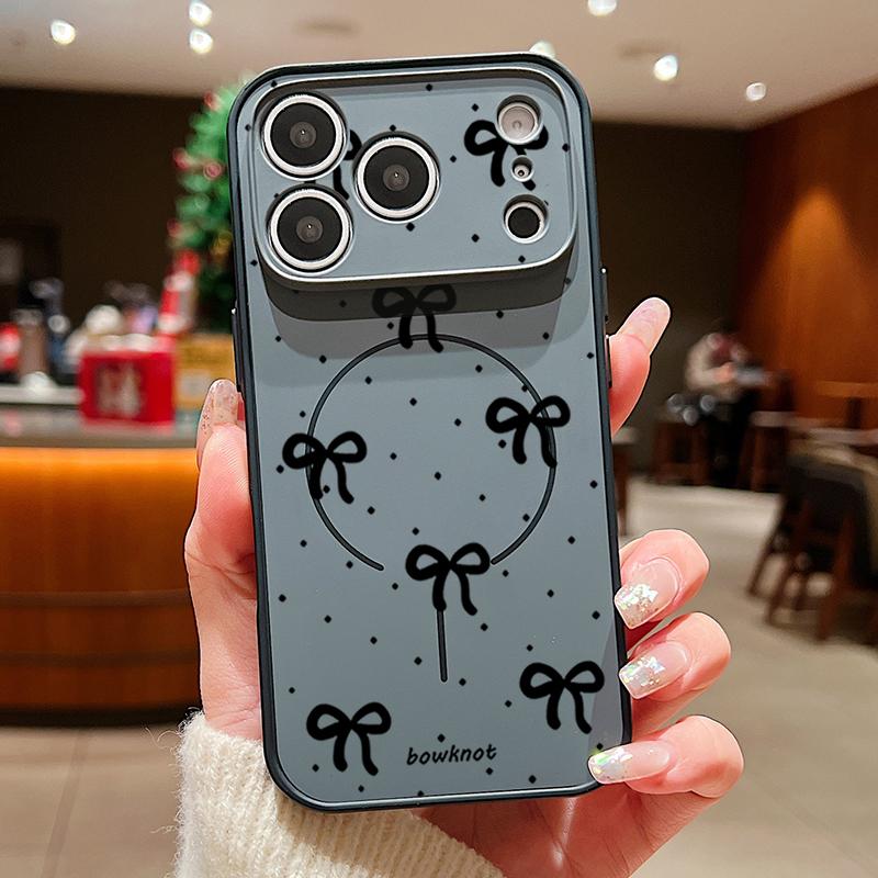Чехол с узором из бабочек и бантов Для iPhone 17 Pro Max Чехол iPhone 16 15 14 13 Pro Max Магнитный Для Magsafe Гибридный Тонкий Матовый Чехол