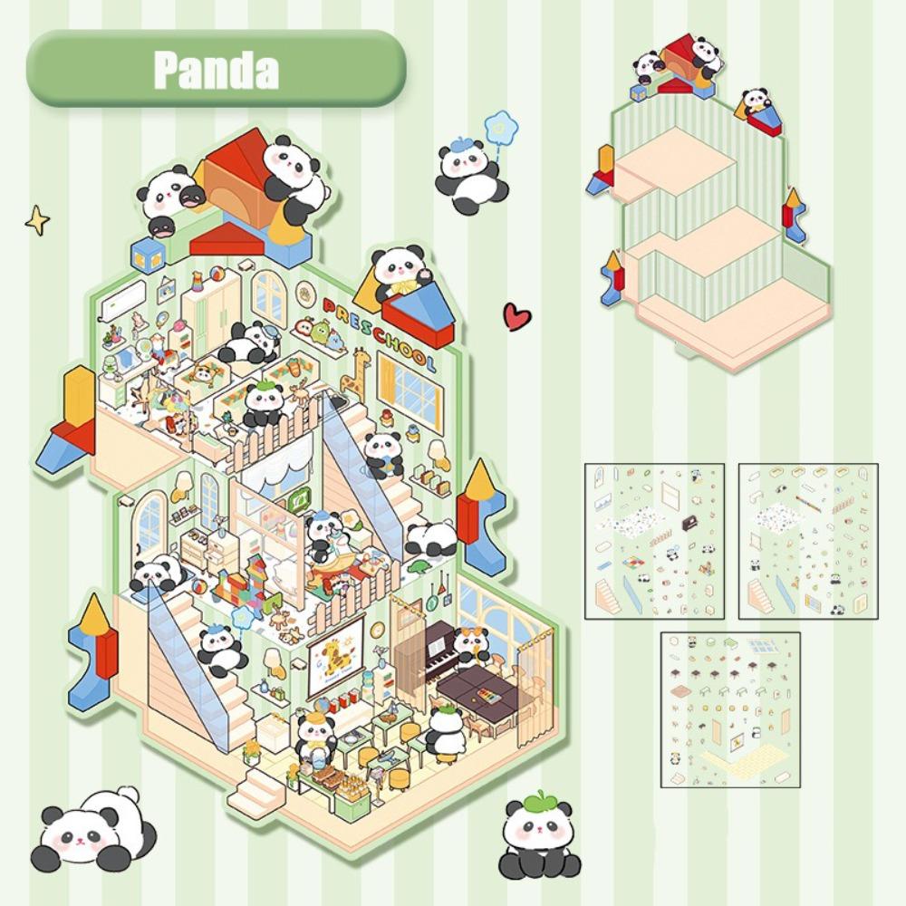 ПЭТ Миниатюрная Сцена Коллаж Разнотематический Складывающийся Наклеивающий Стикер Дети