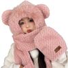 Женская зимняя шапка Yousheng со встроенным шарфом и перчатками, толстый теплый искусственный мех, ветрозащитный, с декором из медвежьих ушей, полная защита для активного отдыха, велоспорта, пешего туризма, путешествий