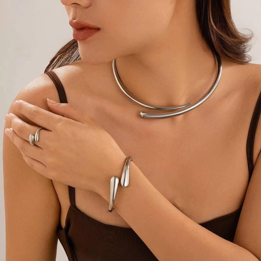 2/3Pcs Punk Open Cuff Bangle Adjustable Rings Party Grunge Jewelry Set  Jewelry Gifts