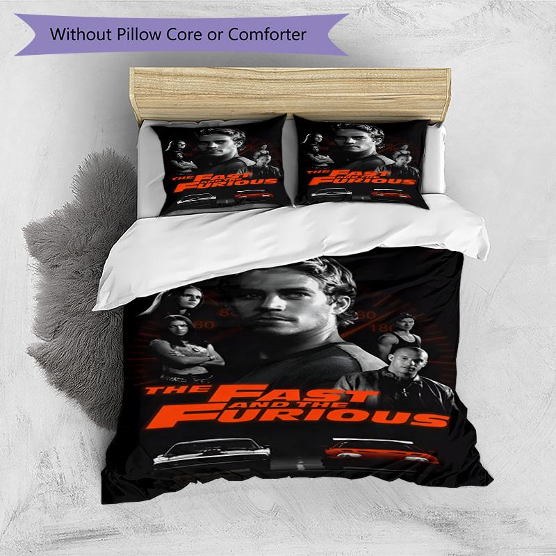 3pcs Duvet Cover Set (1*Duvet Cover + 2*Pillowcase, Without Core), Fast & Furious Print Bedding Set, Bedroom Decor, All‑Season, Birthday Gift