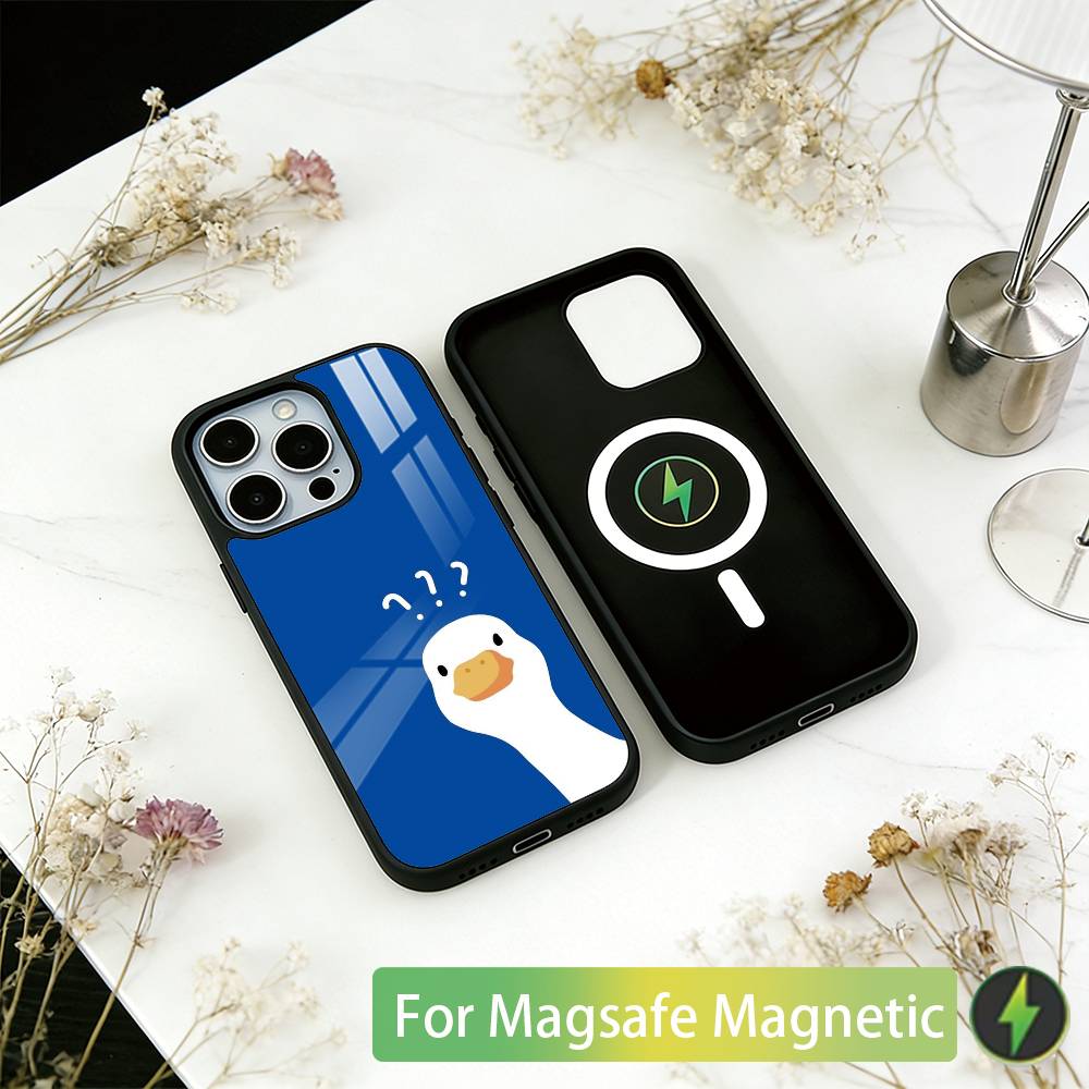 Чехол для телефона с уткой для iPhone 17, 16, 15, 14, 13, 12, 11 Plus, Pro, магнитный с Magsafe, беспроводная зарядка