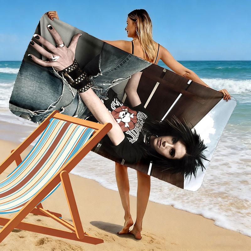 Bill Kaulitz Print Beach Towel, Large Soft Quick Dry Towel for Beach Camping Swimming