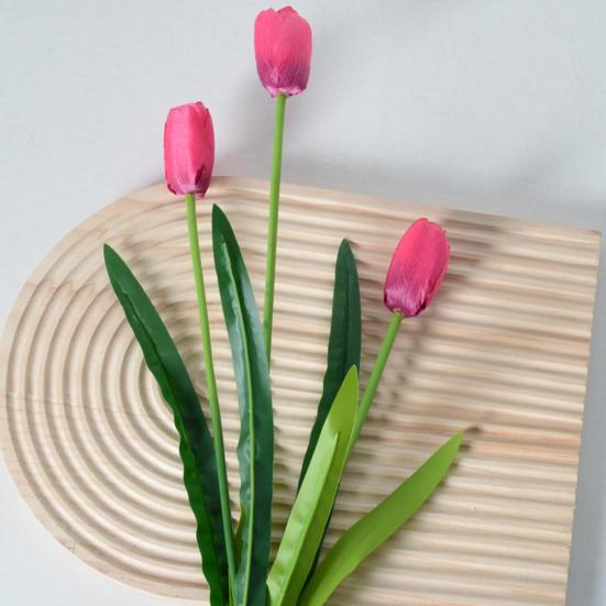 Искусственные Цветы 3-главный Шелковый Букет Тюльпанов с Гибким Железным Стеблем Искусственная Цветочная Композиция Свадебные Украшения Реквизит для Фотосъемки