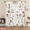 2Pc,2D Plane Printing Pattern Curtains Coffee Doodles Durable 100% Polyester Fabric (Without Rod) Gifts For Living Room,