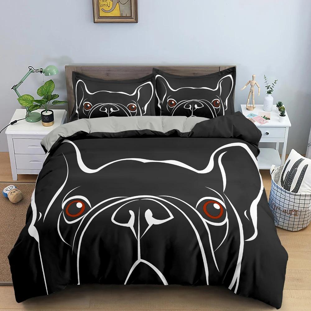 French Bulldog Duvet Cover Twin Queen Cute Puppy Dog Comforter Cover Cartoon Pet Animal Print Bedding Set For Boys Girls Bedroom